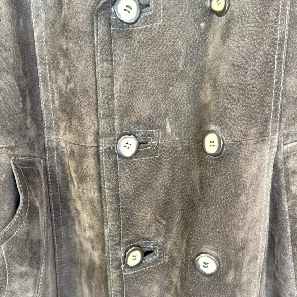 Vintage Mens Sheepskin Shearling Suede Coat Size 40 Brown Marlboro Man Ranch - Picture 5 of 7
